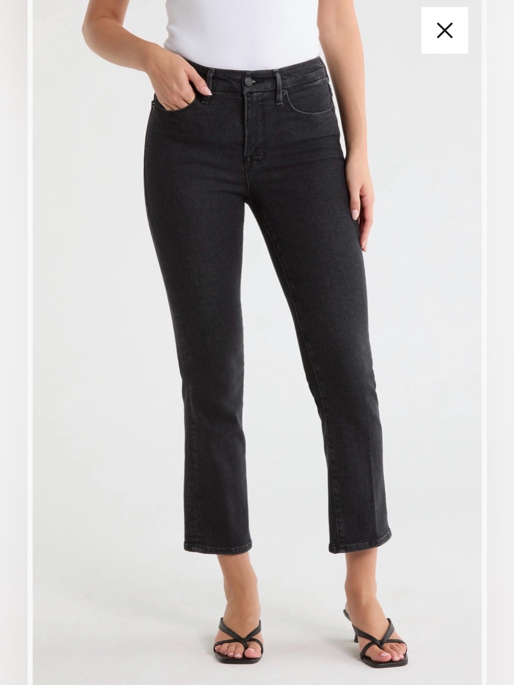 Good American Black Straight-Leg Jeans